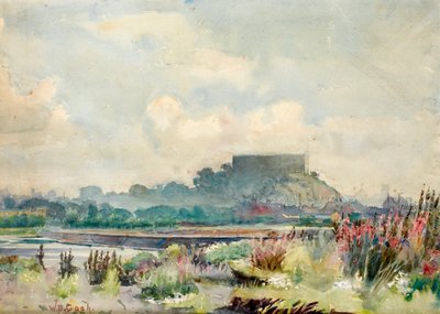 Eine entfernte Aussicht auf Nottingham Castle bei Sonnenuntergang von Walter Bonner Gash